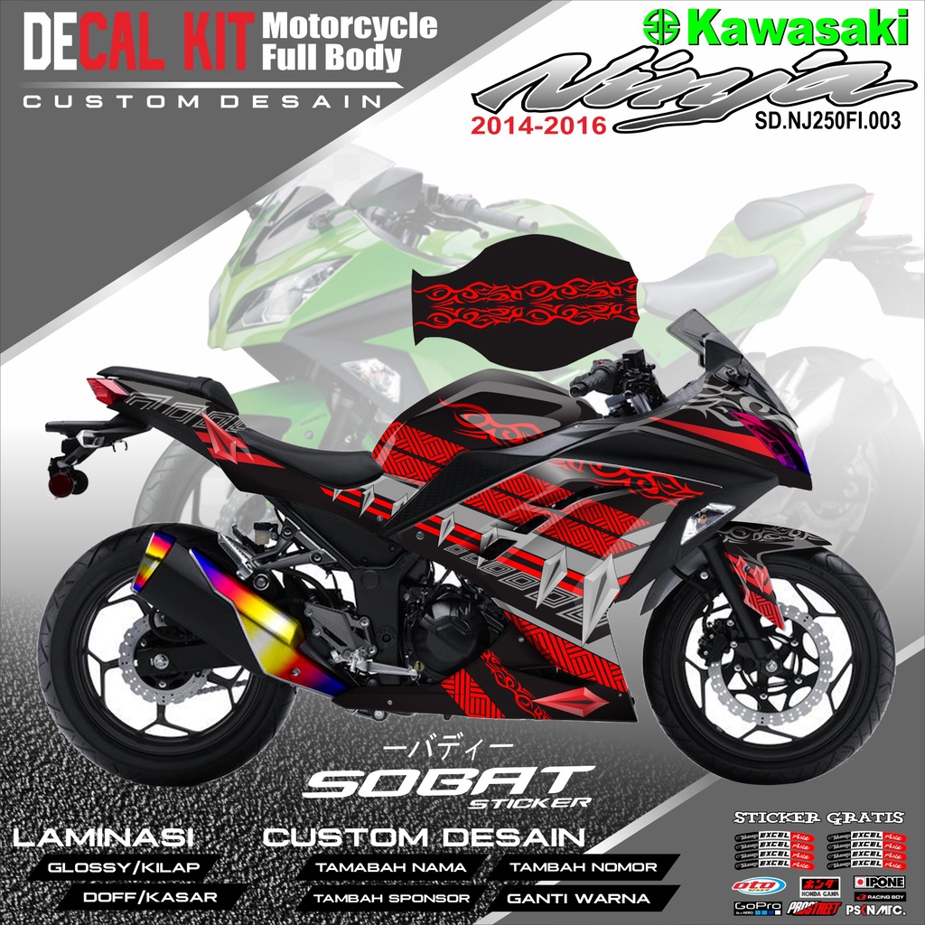 Decal NINJA 250FI - Dekal Stiker Striping Fullbody Fullblock List KAWASAKI NINJA 250FI 2014/2016 Cus