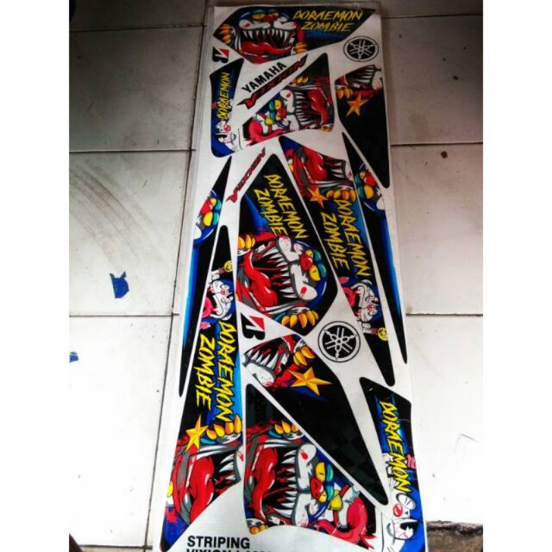 STRIPING VARIASI LIST STIKER YAMAHA VIXION OLD VIXION LAMA DORAEMON ZOMBIE HITAM BIRU