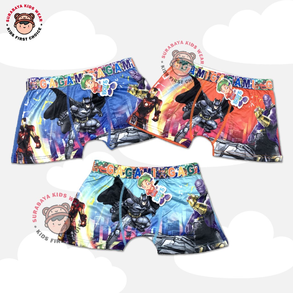 Boxer Anak Laki - Laki Motif Cars dan Super Hero Gagami