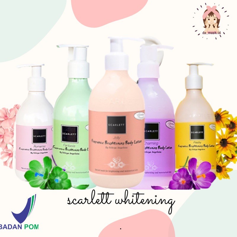 Hand Body Scarlet / Lotion Scarlett Original BPOM 300ml / Scarlett Whitening Body Lotion / Secarlett