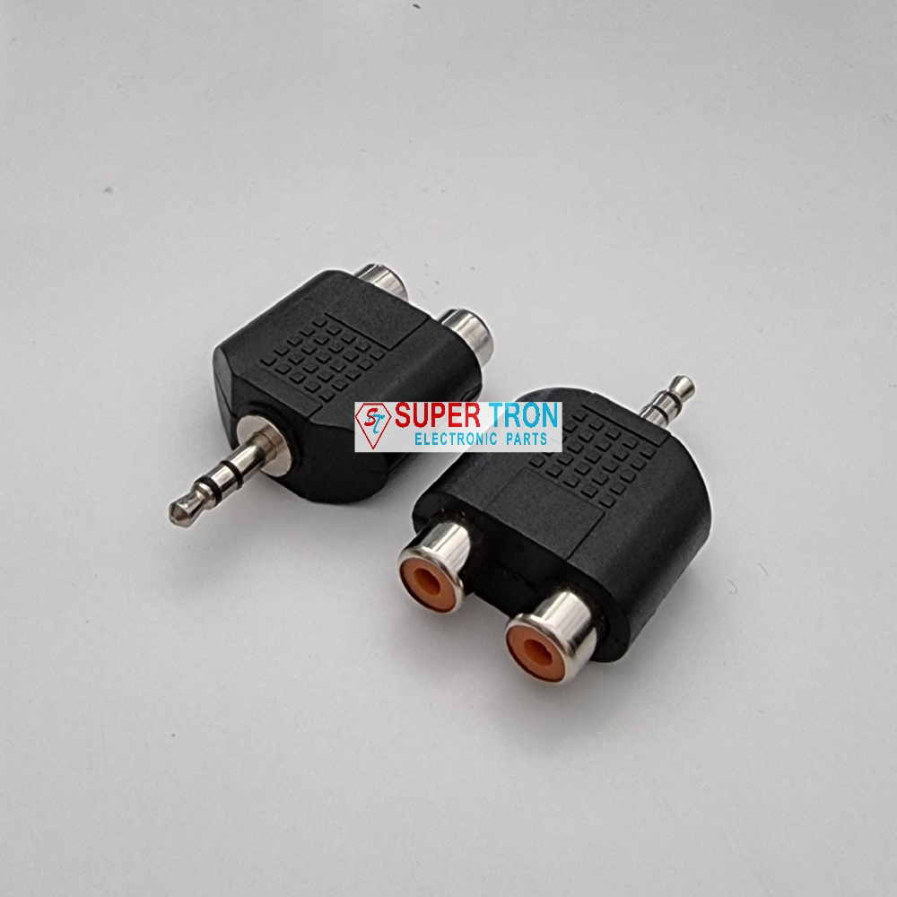 Jack Cabang 2 RCA to Mini Stereo 3,5mm Plastik