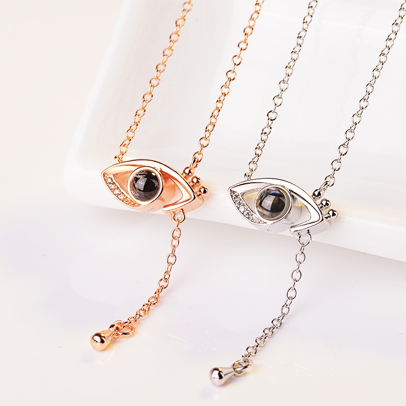 [Ready Stock]Fashion 925 Silver Plated Diamond Eye Pendant Necklace