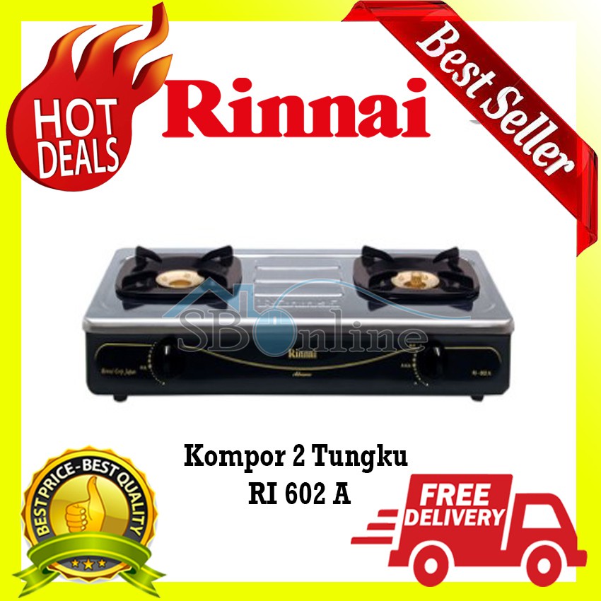 Rinnai Kompor Gas 2 Tungku - RI 602 A - Harga Pabrik