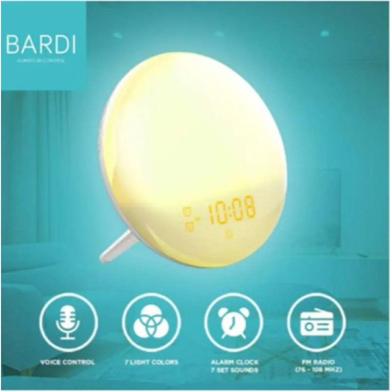 BARDI Smart Wake Up Light with Radio Function Snooze Alarm clock Lampu Tidur Sun