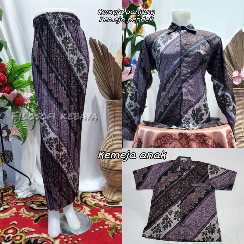 CM UNGU ~ BATIK COUPLE KELUARGA MODERN BAJU BATIK COUPLE AYAH DAN ANAK LAKI-LAKI SET COUPLE SARIMBIT