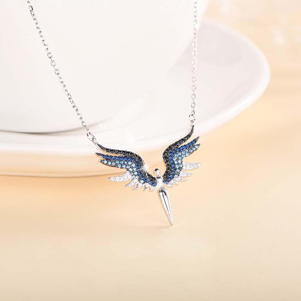 NEEDWAY Woman Necklaces Elegant Vintage Pendant Temperamen Alloy Kristal Sayap Malaikat Choker