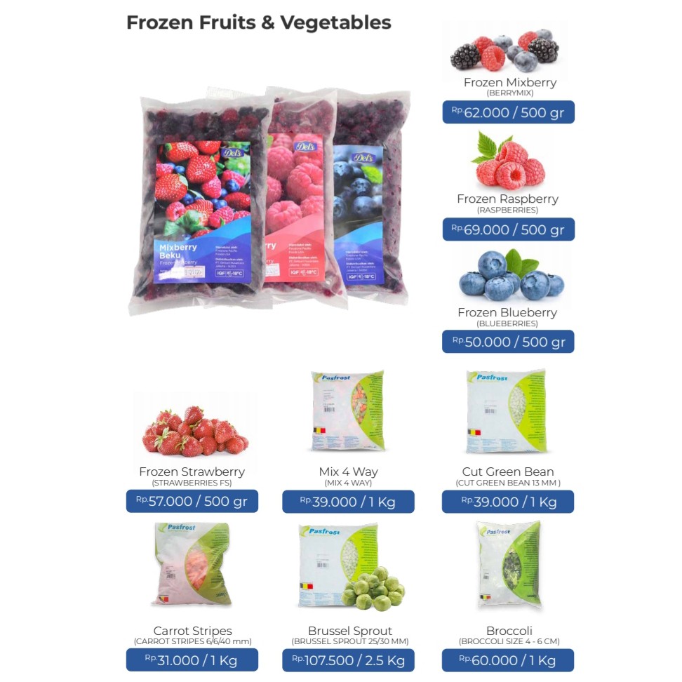 

Frozen fruits and vegetables