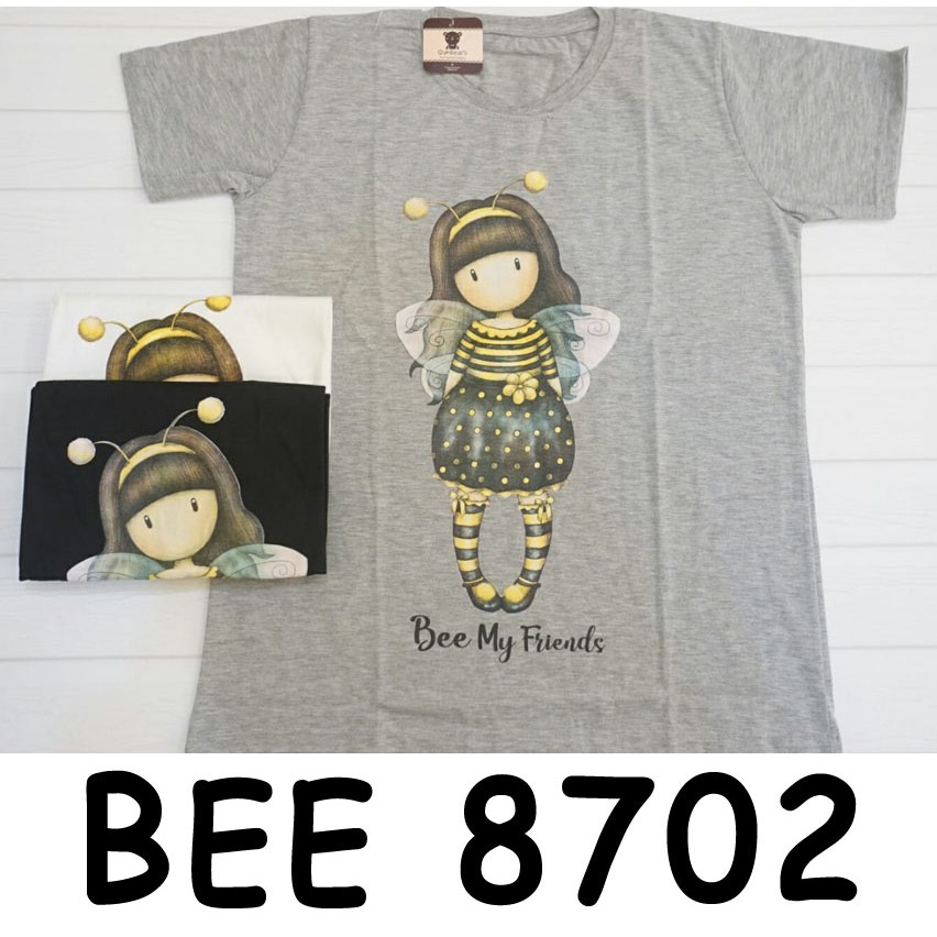 BIGCLO Bee Kaos Quinbears Katun Baju Atasan Wanita Kaos 