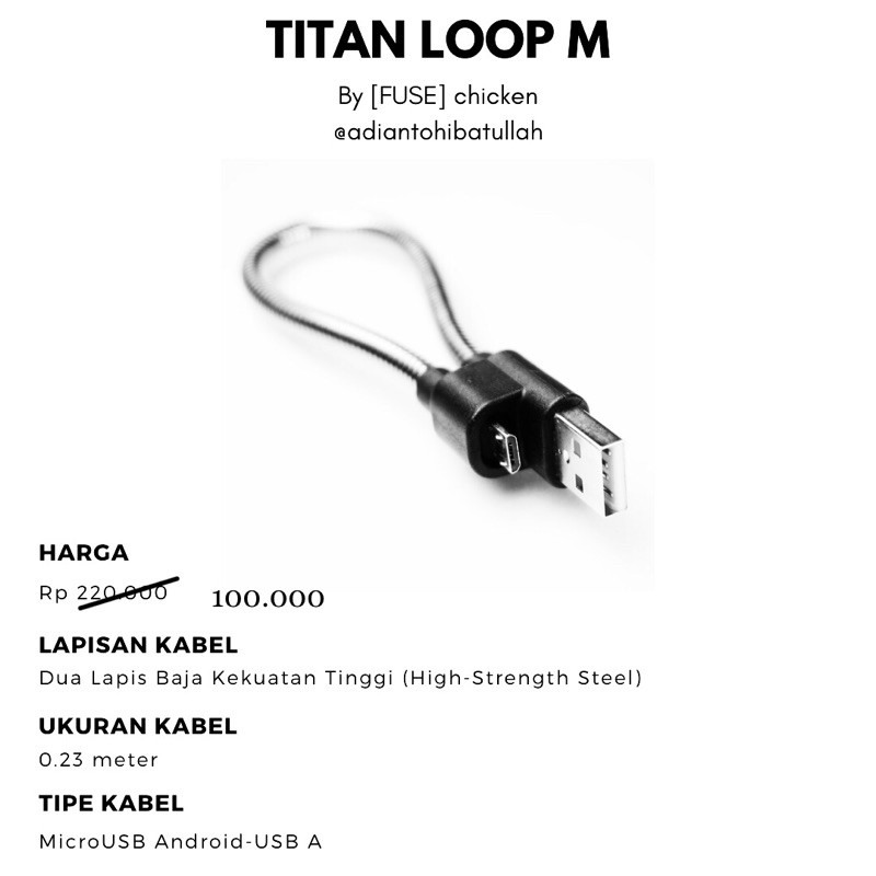 Kabel MicroUSB Android Terkuat di Dunia Titan Loop M By FUSE chicken