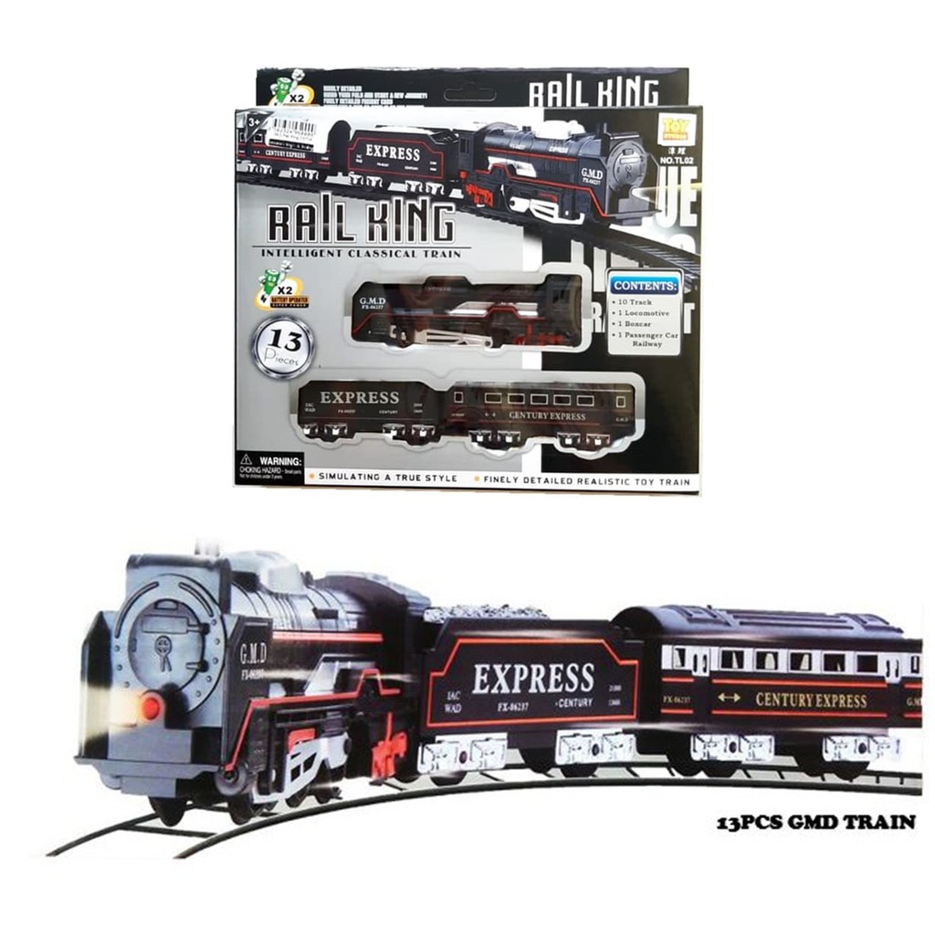 MAINAN ANAK KERETA KERETAAN RAIL KING TRAIN SET 13 PCS