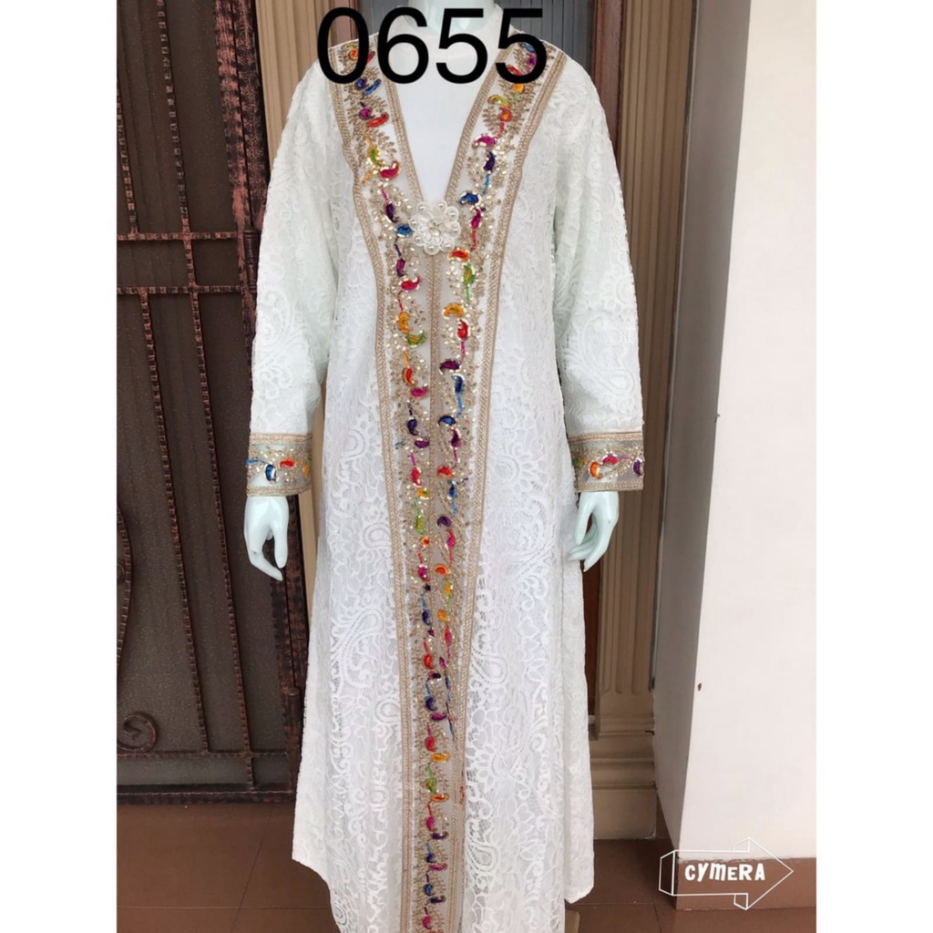 gamis brukat full premium/gamis brukat putih