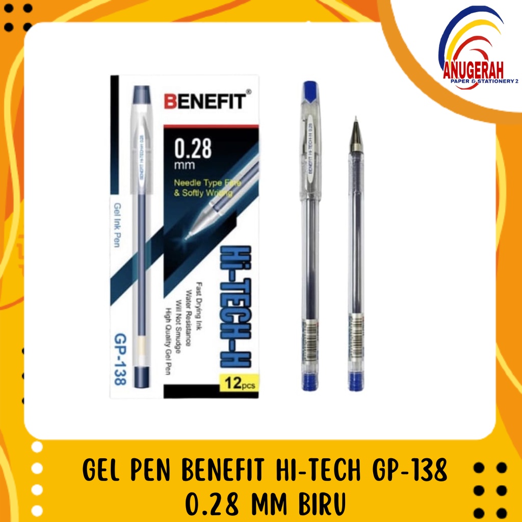 

Gel Pen Hi-Tech BENEFIT GP-138 0.28 mm Biru (PCS)
