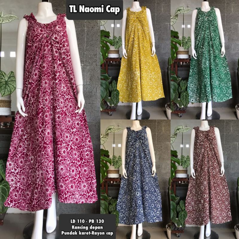 ECER DASTER LONGDRESS TANPA LENGAN NAOMI RAYON CAP