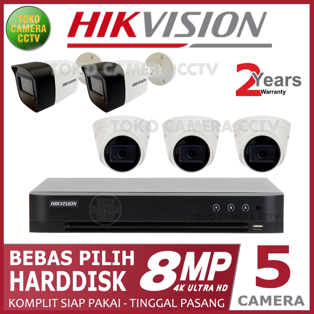 PAKET CCTV HIKVISION 8MP 8 CHANNEL 5 KAMERA