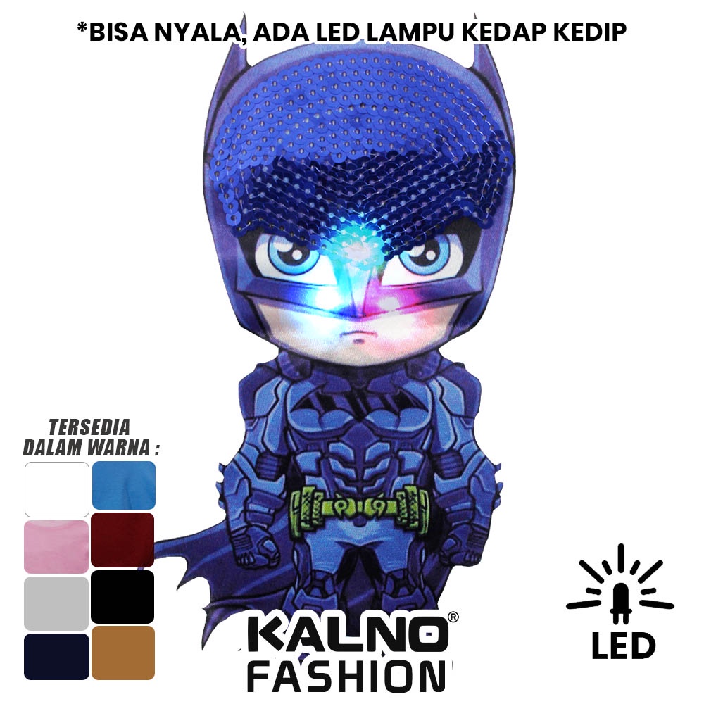 Baju anak karakter BTMAN  BT441 LED manik mani umur 1 - 7 tahun Random ada Ukuran S M L XL Bahan Katun polyester