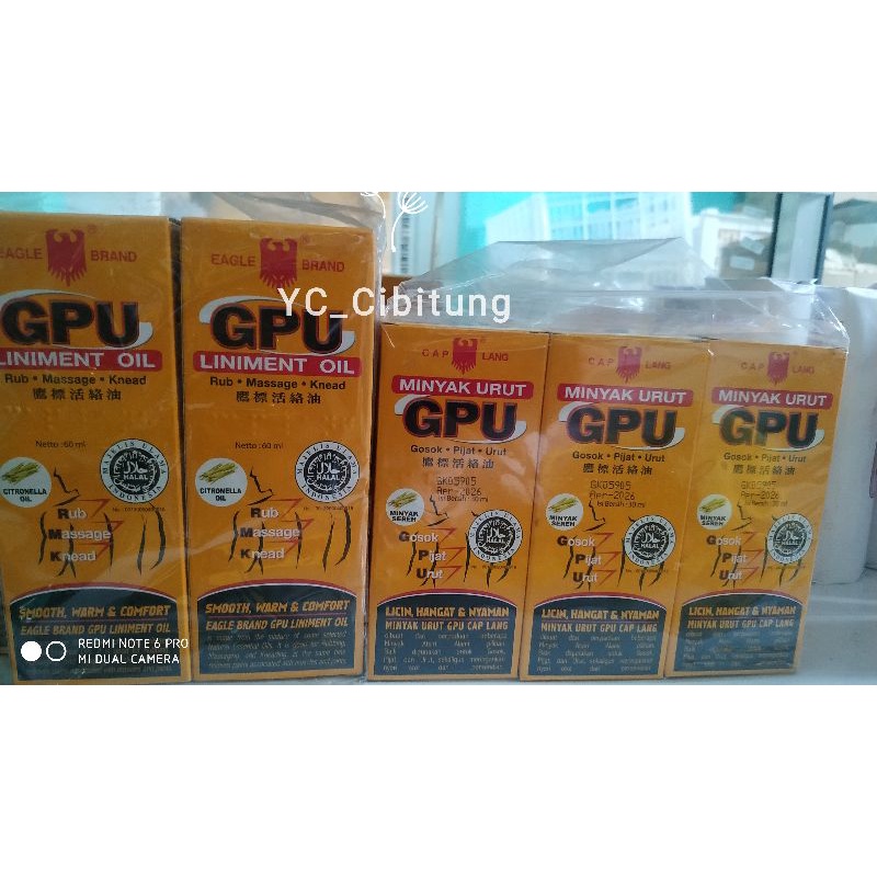 GPU minyak urut Sereh 60 ml 30 ml caplang gosok pijat urut licin hangat nyaman liniment oil