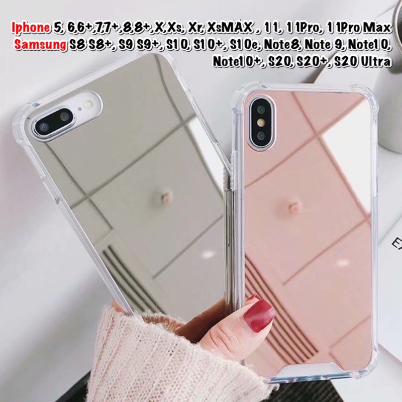 Mirror Anticrack Iphone 6 6+ 7 7+ 8 8+ X Xs Xr XsMAX Samsung S8 S9 plus Note 8 9 S10 10 S20 s20+ 10+