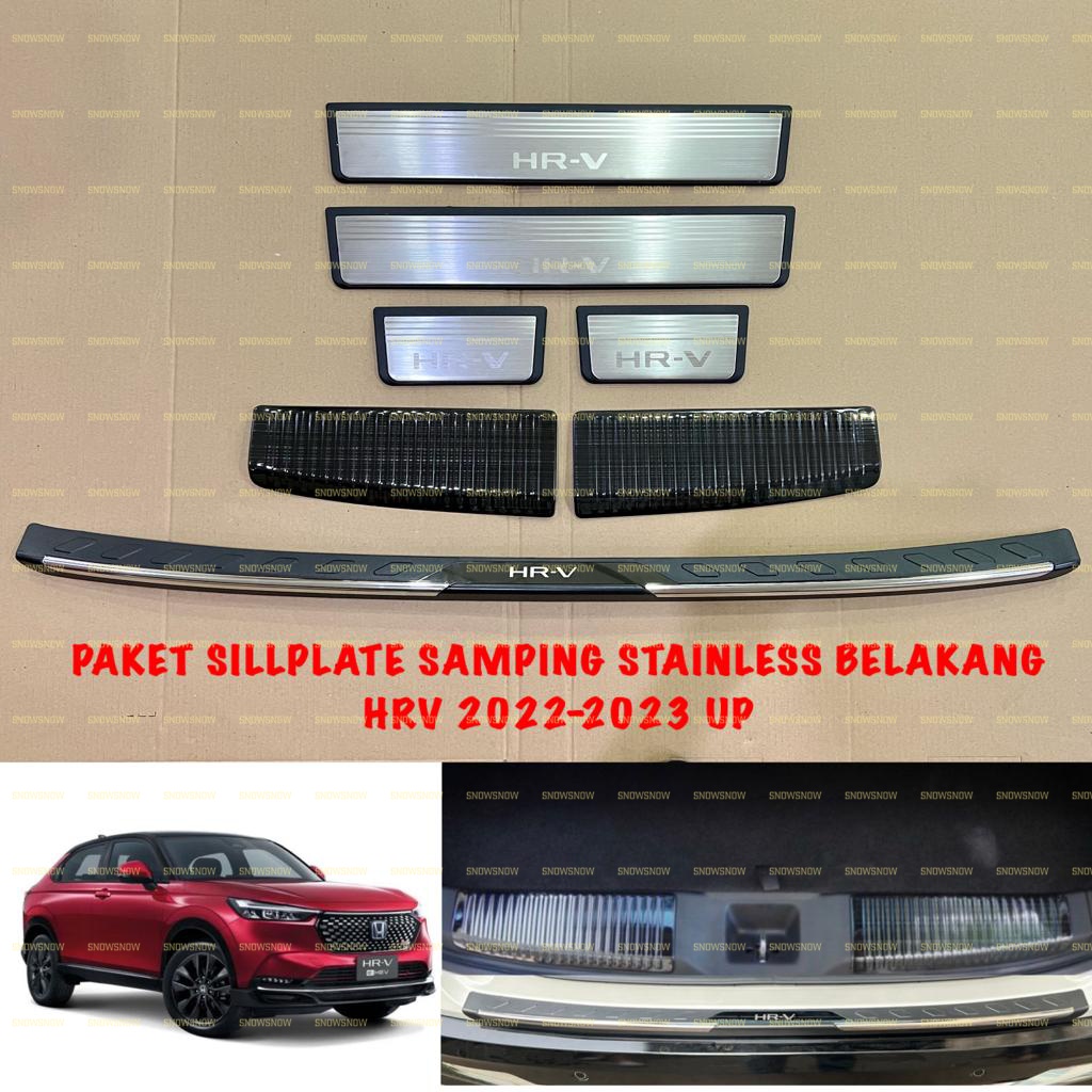 Paket Lengkap Sillplate Samping Belakang Honda HRV 2022 2023 UP Stainless Platinum