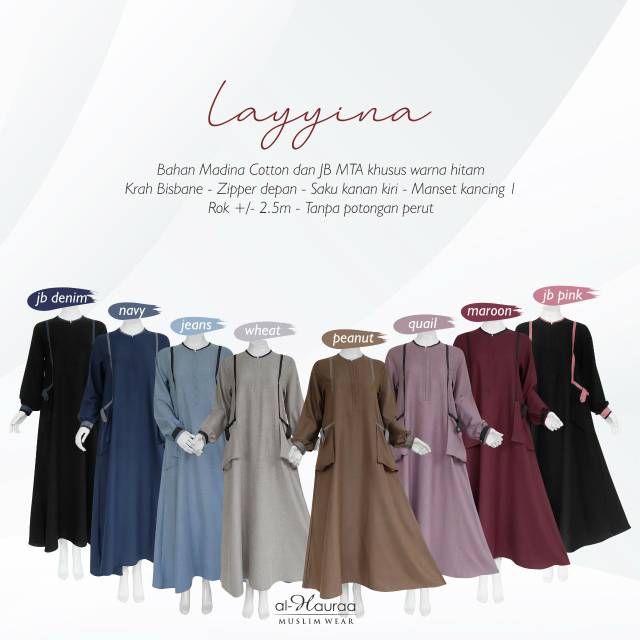 Gamis Syar'i LAYYINA Jetblack MTA Katun Madina AL-HAURAA