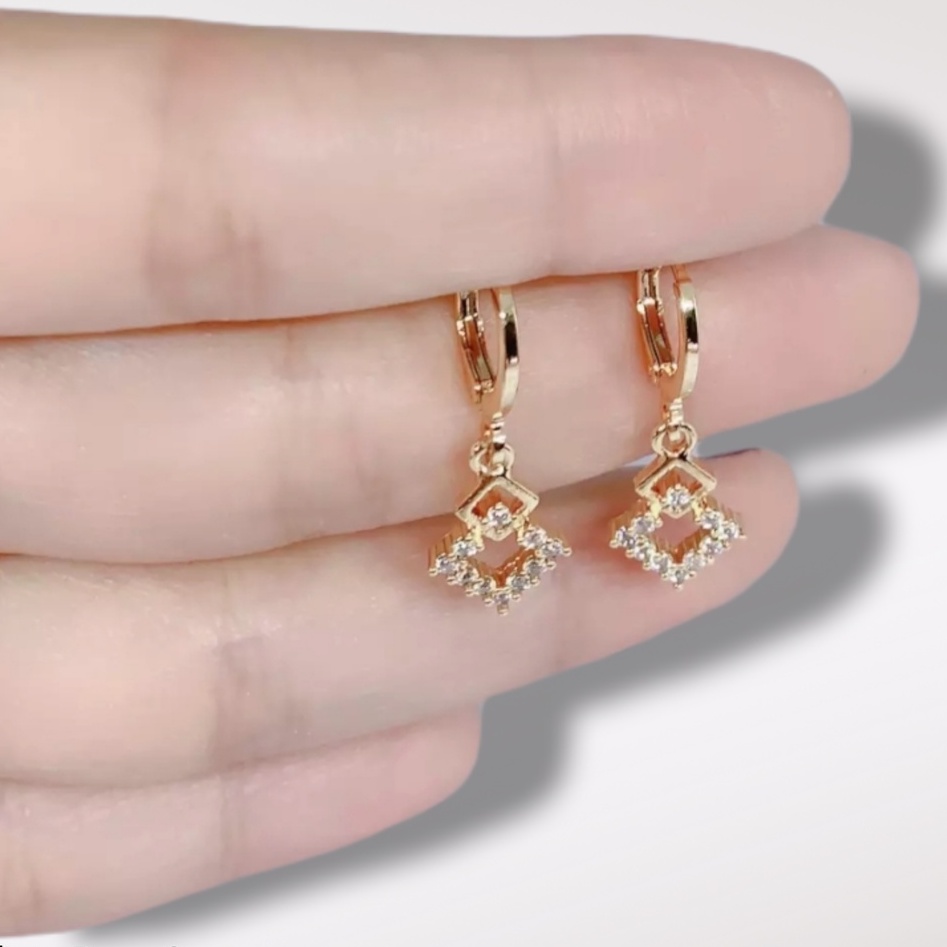 ANTING WANITA DESAIN MUTIARA BERLAPIS EMAS 18K ASLI IMPOR ANTI KARAT-GOLD