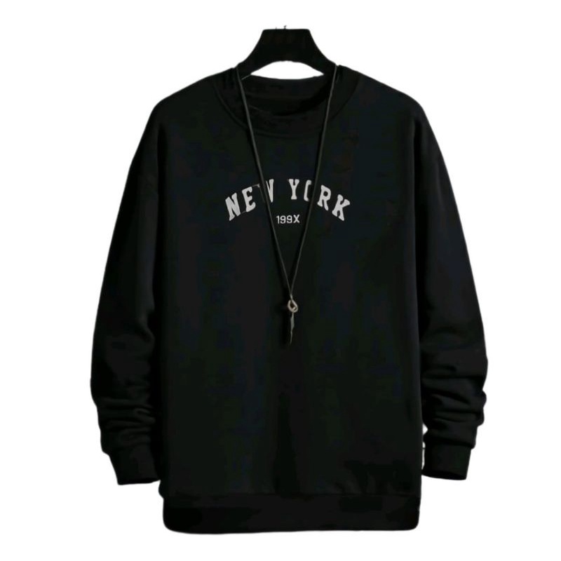 R//Sweater Crewneck//New York//199x//Pria wanita//oversize//tebal//terbaru//