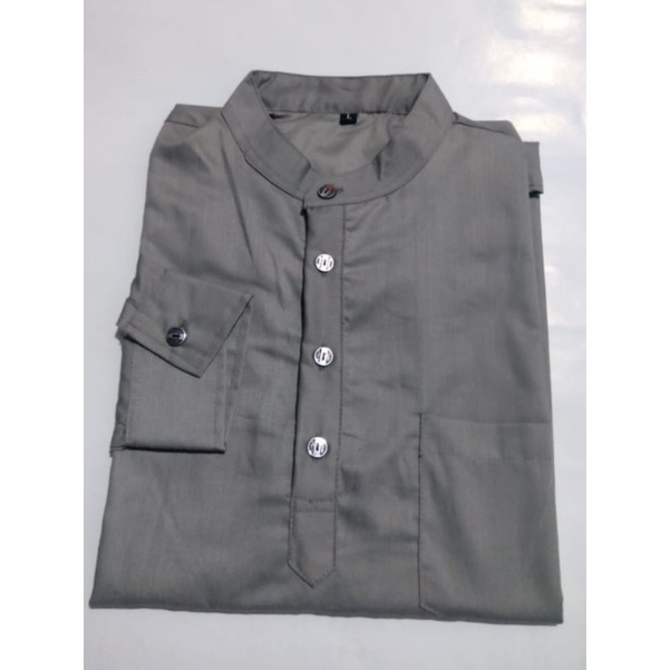 Koko Pria Polos Lengan Panjang bahan Katun Toyobo Tojiro Size M L XL Putih Hitam Navy Army Late Grey