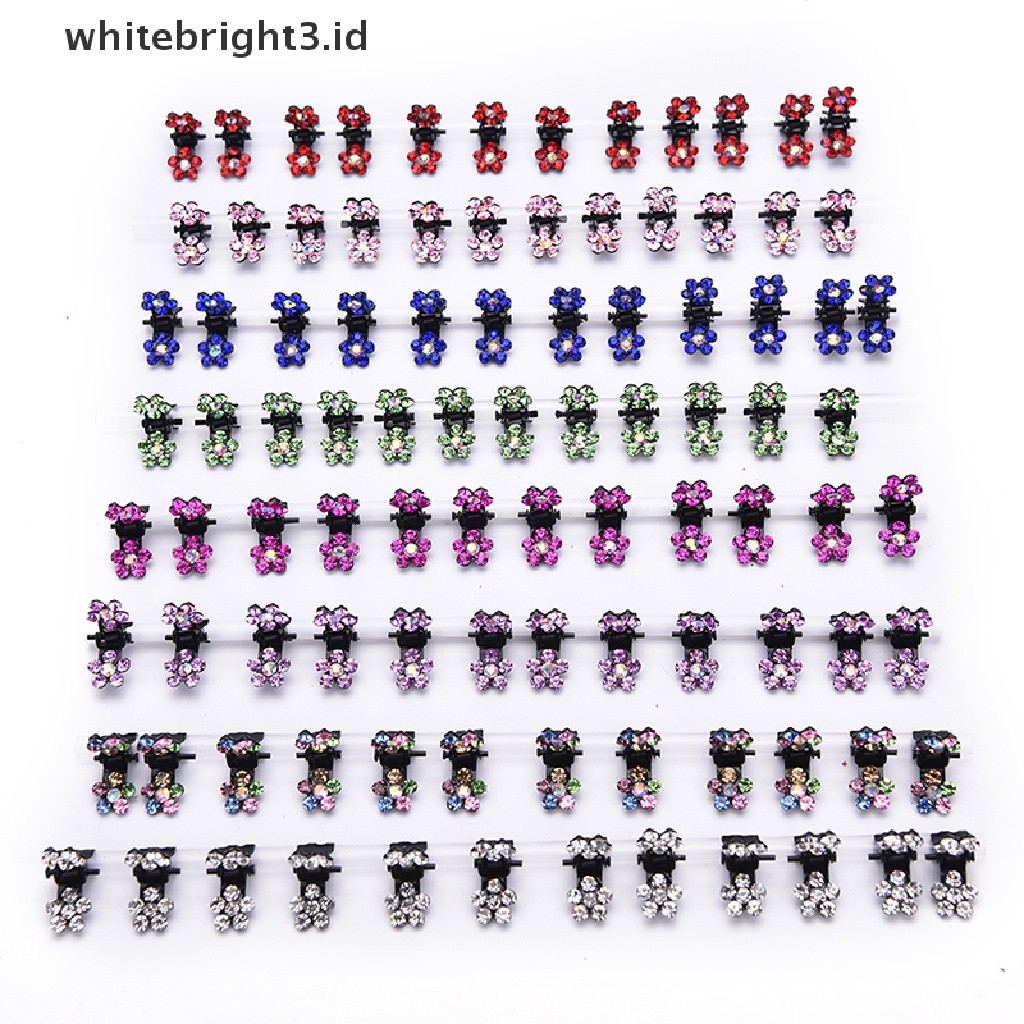 (whitebright3.id) 12pcs / Set Jepit Rambut Cakar Bentuk Bunga Aksen Kristal Untuk Aksesoris Bayi / Anak Perempuan