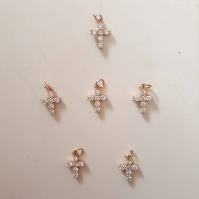 Liontin bandul salib gold emas full mata xuping