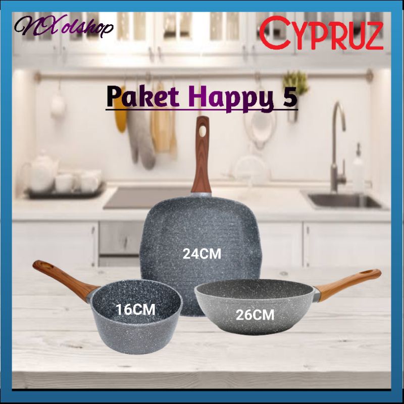 Cypruz - Paket Happy5 Panci Wajan Cypruz Set Alat Masak Penggorengan