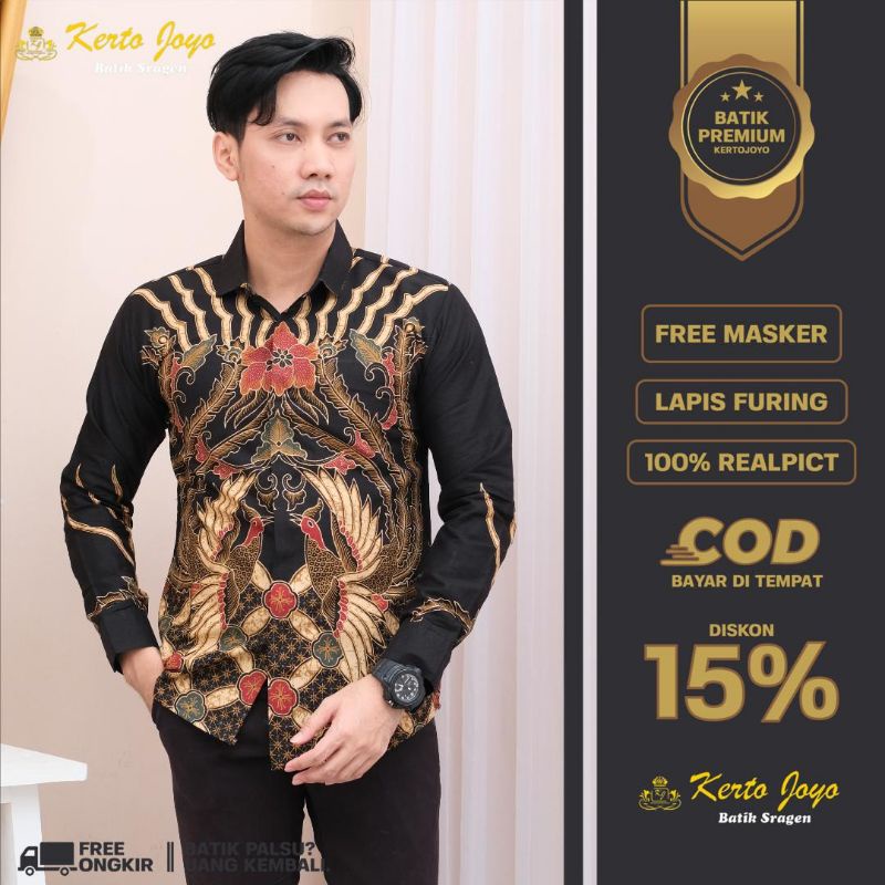 Atasan Kemeja Batik Pria Modern Slimfit Premium Solo Pabrik Batik prabuseno Premium Batik MTF03