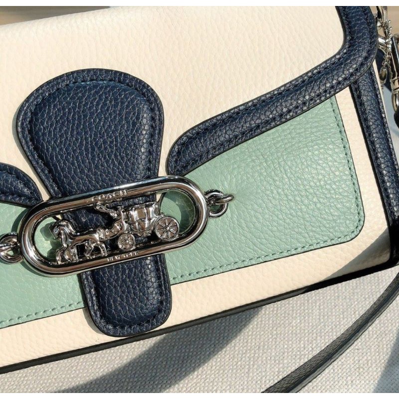 Coach Jade Shoulder Bag in Color block White Motif Green (2341)