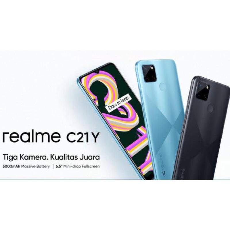 HANDPHONE HP REALME C21Y RAM 4GB INTERNAL 64 GB RAM 3GB INTERNAL 32 GB GARANSI INDONESIA