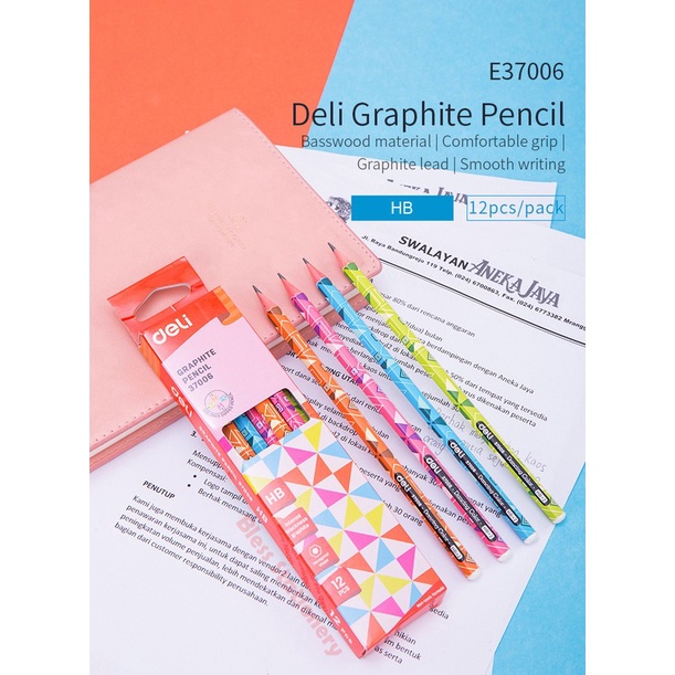 

Jual Deli Pensil Hb Graphite Pencil Pensil Kayu Anak-Anak E37006 Hemat