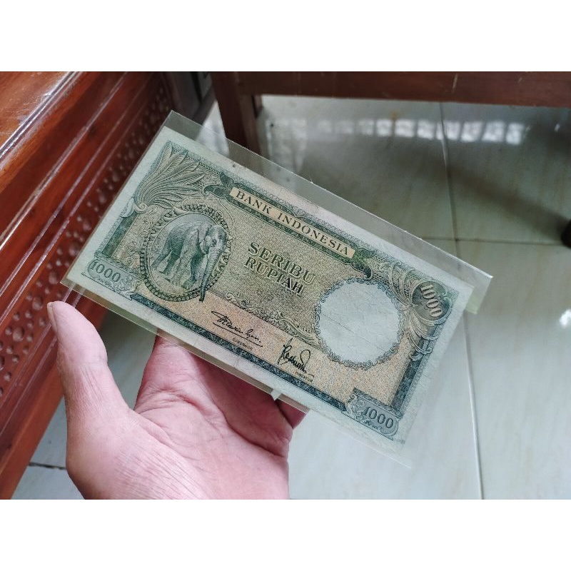 uang kuno 1000 gajah 1957
