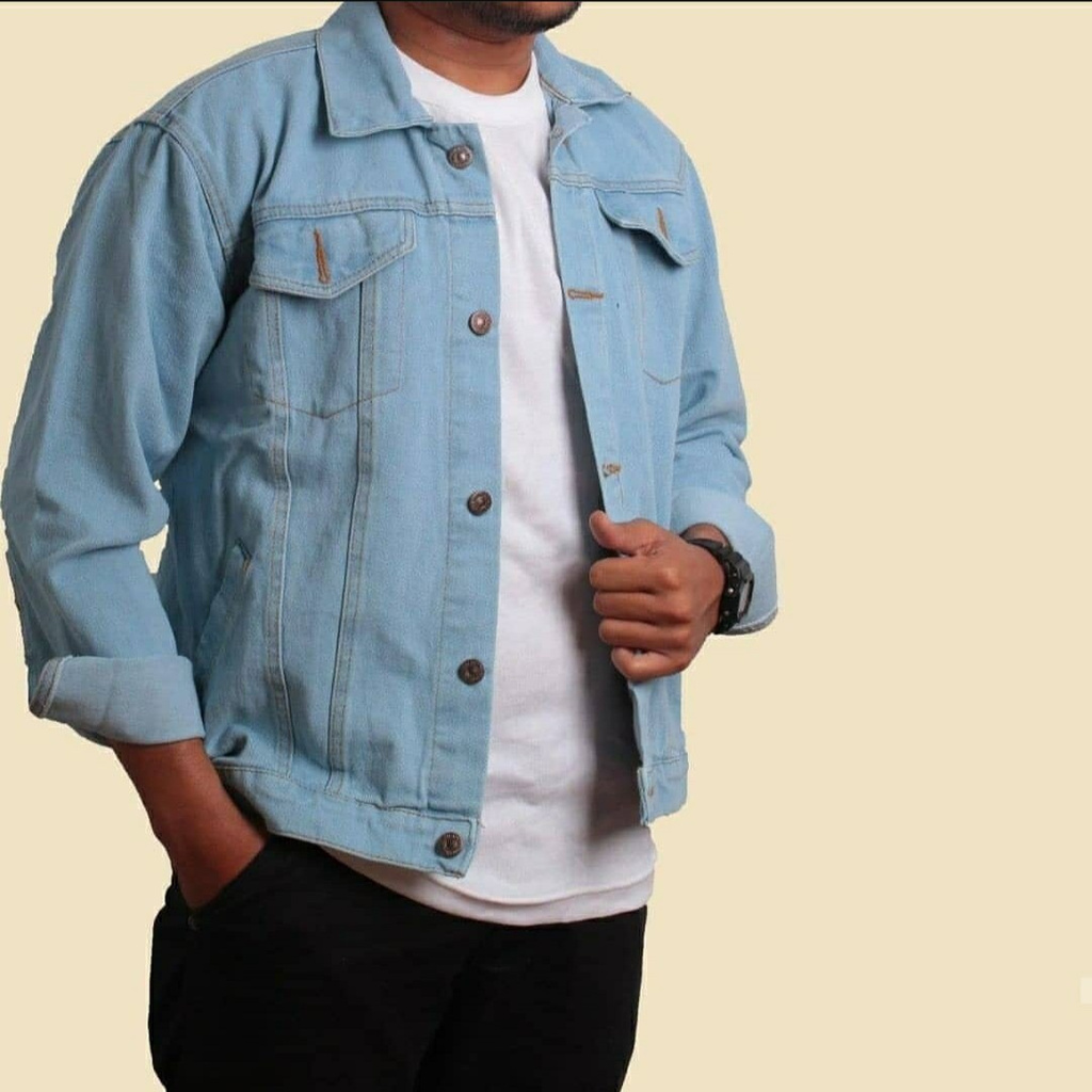 Jaket jeans pria cowok bioblizt biowash garmen hijau army maroon abu coklat dilan sandwash