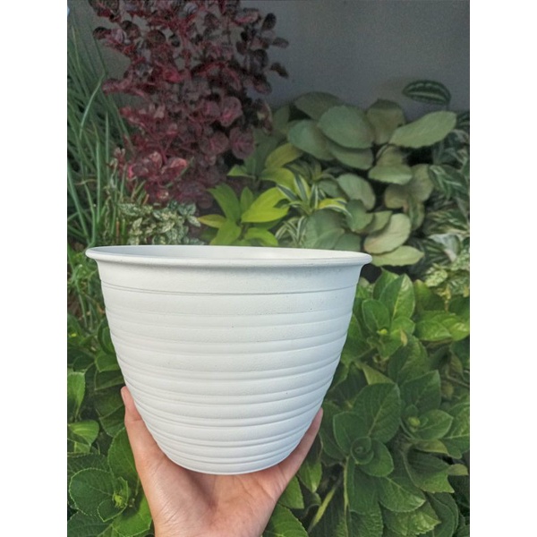 Pot tawon 18 putih,  pot 18 cm indoor, mewah, premium