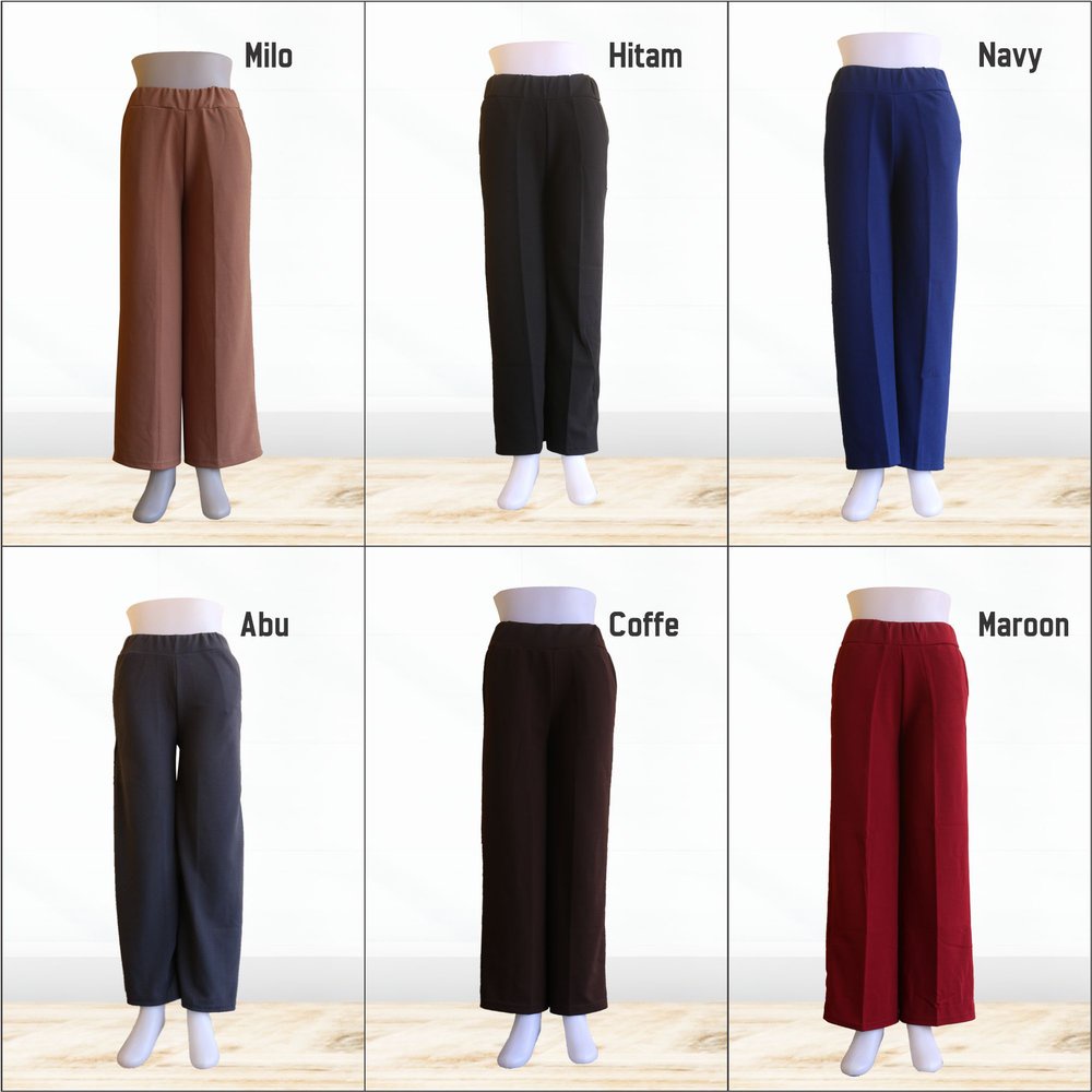 CELANA KULOT PANJANG XL JUMBO WANITA - celana kulot santai wafel trendy pinggang karet