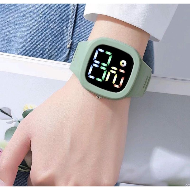 Jam Tangan Led Pria Wanita Rubber Kasual Terlaris Trendy Fashion