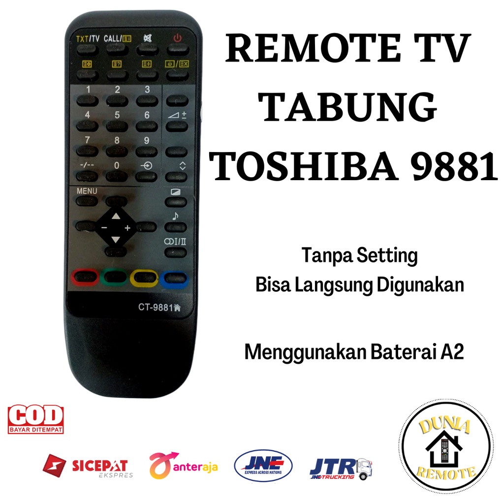 Remot / Remote Tv Tabung Toshiba bomba hitam 9881 tanpa setting