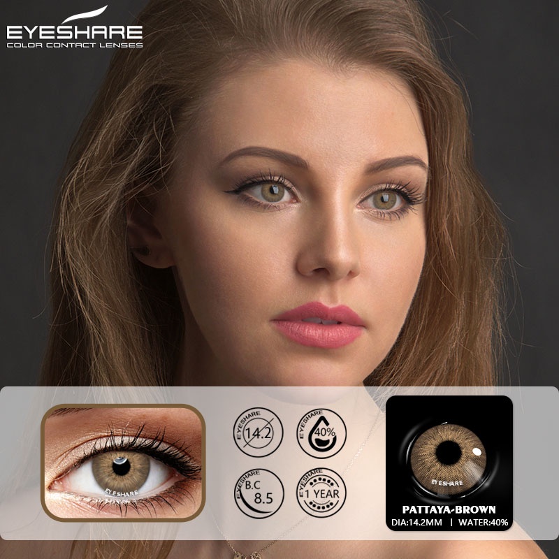 Eyeshare (2PCS) PATTAYA GREY Coloured Big Eye Soft Contact Lens Yearly use Korean Eyes 【COD &amp; ready stock】