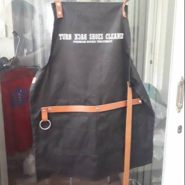 Apron Tali Silang Plus Logo Menggunakan Polyflex Clemek Barbershop Barberman