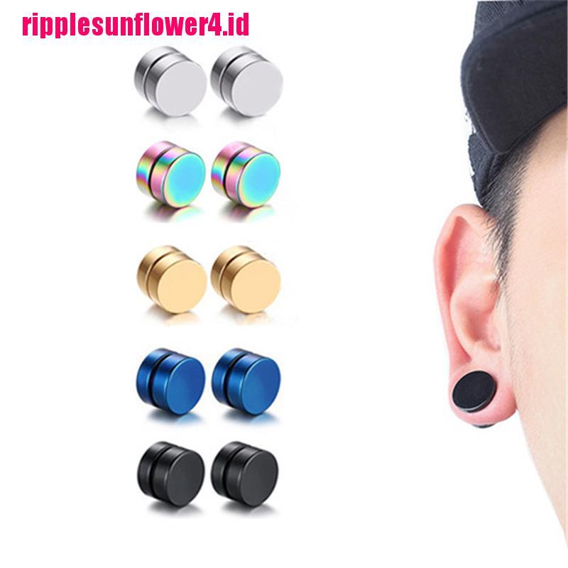 3pcs / set Anting Tusuk Magnetik Tanpa Tindik Ukuran 6 / 8 / 10mm Gaya Punk Untuk Pria