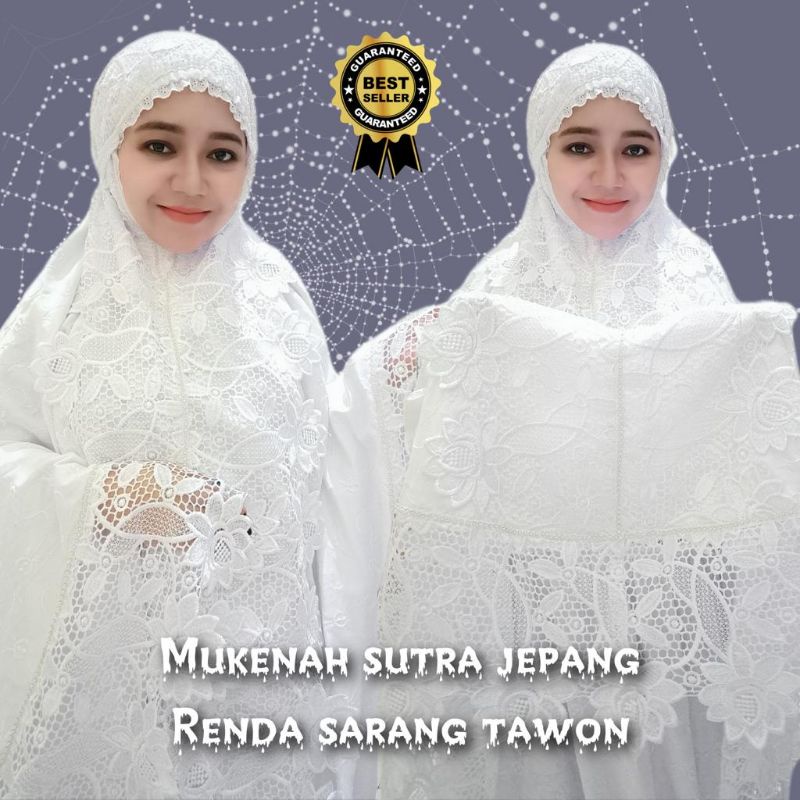 mukenah sutra jepang/ mukenah dewasa/putih renda swarozky