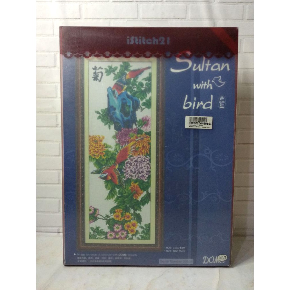 Paket Sulam Kristik Strimin DOME 90501 Oriental Pemandangan Burung Chinese Sultan Bird