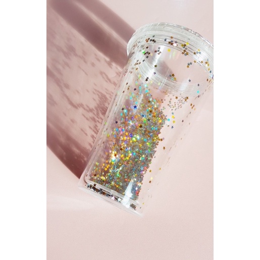 Glitter tumbler gelas botol minum air 450 ml