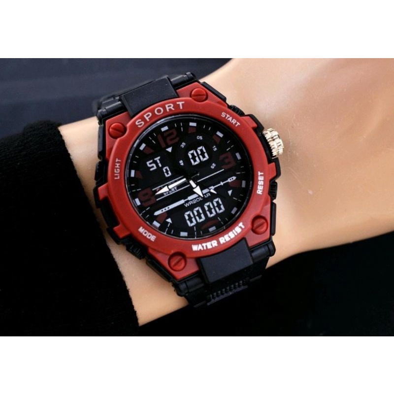 Jam Tangan Sport Jam Tangan Pria Besi Rubber Jam Tangan Anti Air