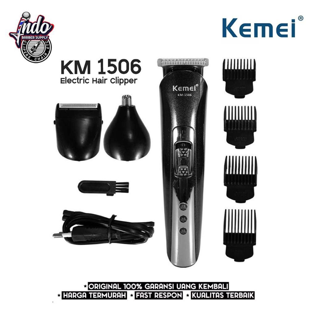 Hair Clipper Alat Cukur Rambut Bulu Hidung Jenggot Kumis Kemei KM-1506 3 in 1 Cukuran KM 1506