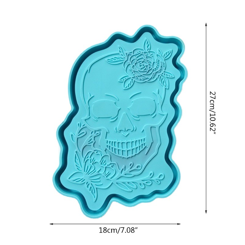 Glitter Skull Tray Epoxy Resin Mold Serving Plate Board Coaster Casting Silicone Mould DIY Crafts Jewelry Home Decorations Tool
