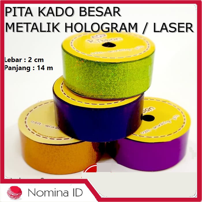 

C246 Pita Kado Besar Metalik Hologram Laser Jepang / Kertas Ribbon 4cm /1.5 inch