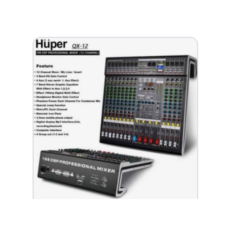 Mixer Audio Huper QX-12, Mixer 12 channel, bluetooth, garansi huper.